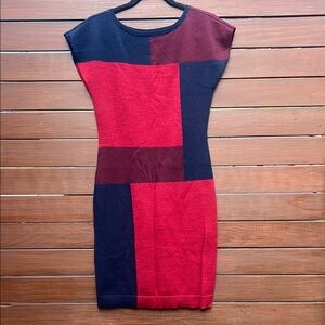 The Limited Asymmetrical Blue and Red Sheath Dress